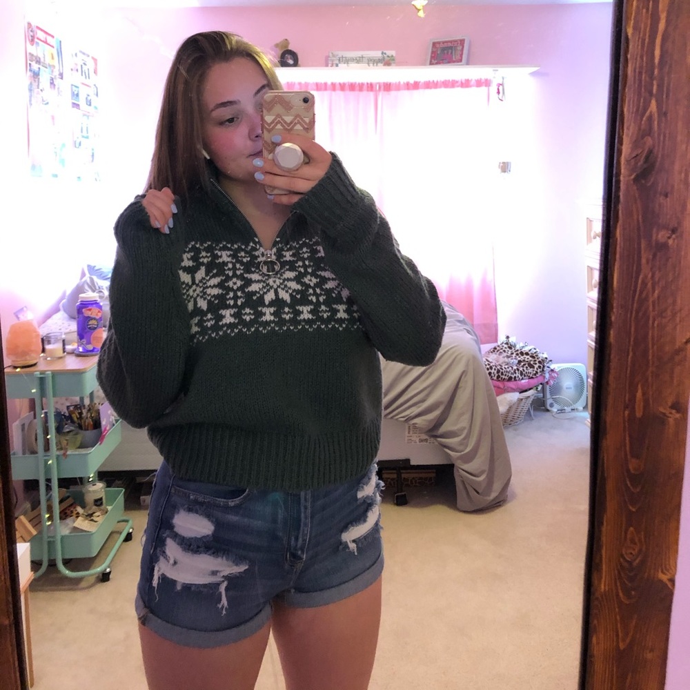 Green quarter zip sweater